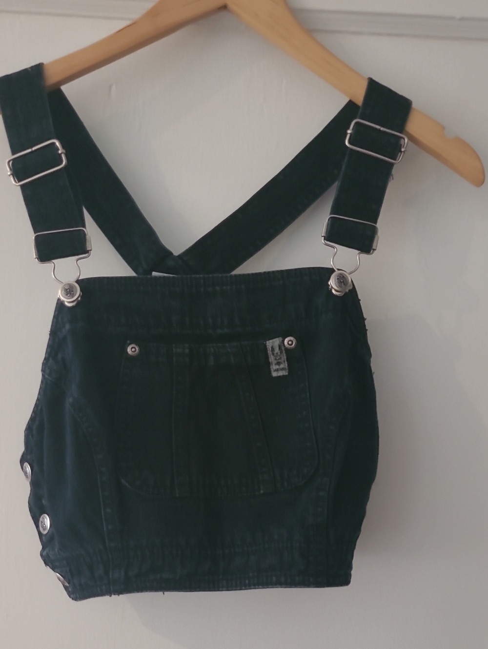 Santana Jeans - Black Denim Crop Overall Top with Adjustable Straps-Rare